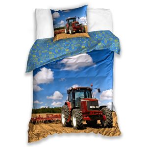 Tiptrade Bavlnené obliečky Traktor na poli, 140 x 200 cm, 70 x 90 cm