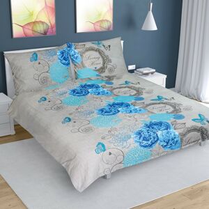 Bellatex Bavlnené obliečky Ruže modrá, 200 x 220 cm, 2 ks 70 x 90 cm
