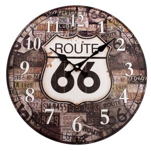 Drevené nástenné hodiny Route 66, pr. 34 cm
