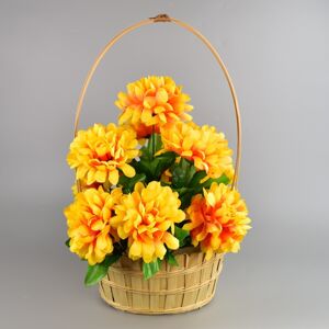 Dušičkový košík zdobený Chryzantéma 20 x 30 cm, žltá 