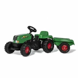 RollyToys Šliapací traktor Rolly Kid s vlečkou, zeleno-červená