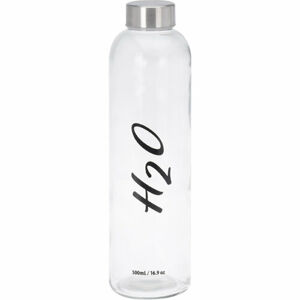 Sklenená fľaša na vodu H2O, 500 ml