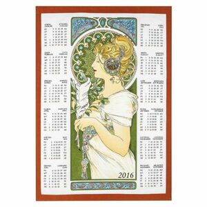 Forbyt Textilný kalendár 2016 Alfons Mucha Pierko, 45 x 65 cm
