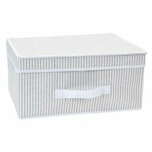 Úložný box s vekom 39 x 29 x 19 cm, sivo-biela