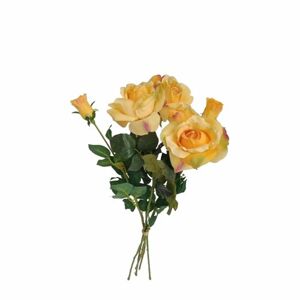 Umelá kvetina Ruža žltá, 68 cm, 5 ks