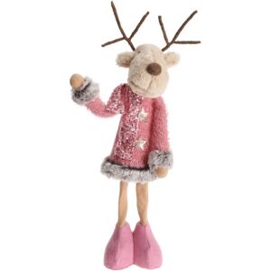 Vianočná textilná dekorácia Pink Reindeer Girl, 60 cm